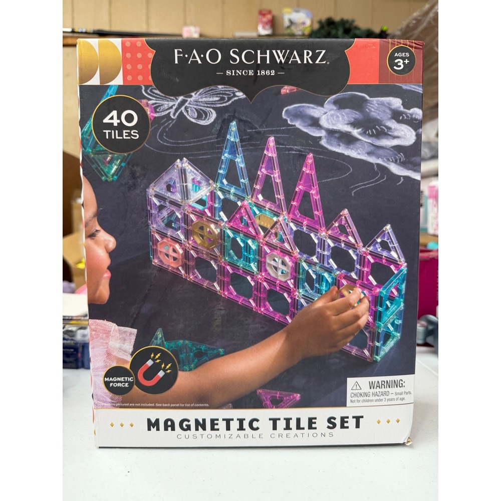 FAO Schwarz Magnetic Tile Set 40 Pieces Customizable Creations Building Toy